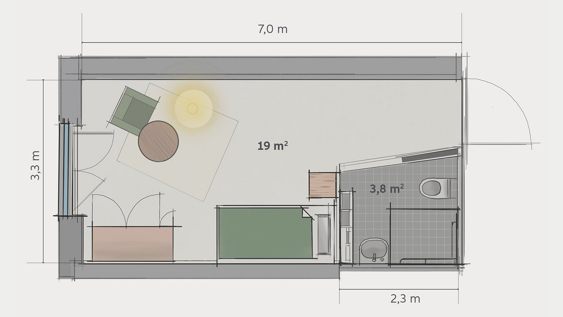 Grundriss Standardzimmer